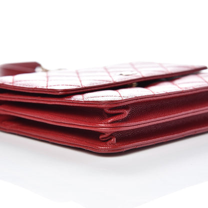 Chanel Caviar Quilted Square Wallet On Chain WOC Dark Red 9 of 10