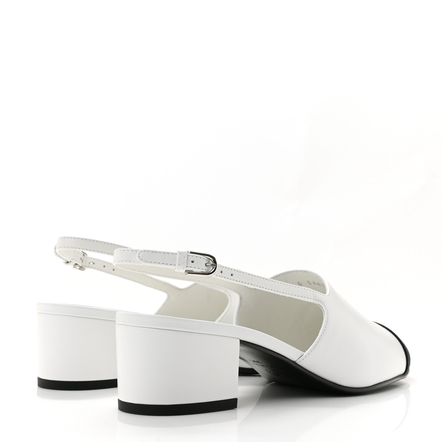 Chanel Goatskin Grosgrain Cap Toe CC Slingback Pumps 39 Black 5 of 10