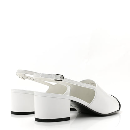 Chanel Goatskin Grosgrain Cap Toe CC Slingback Pumps 39 Black 5 of 10