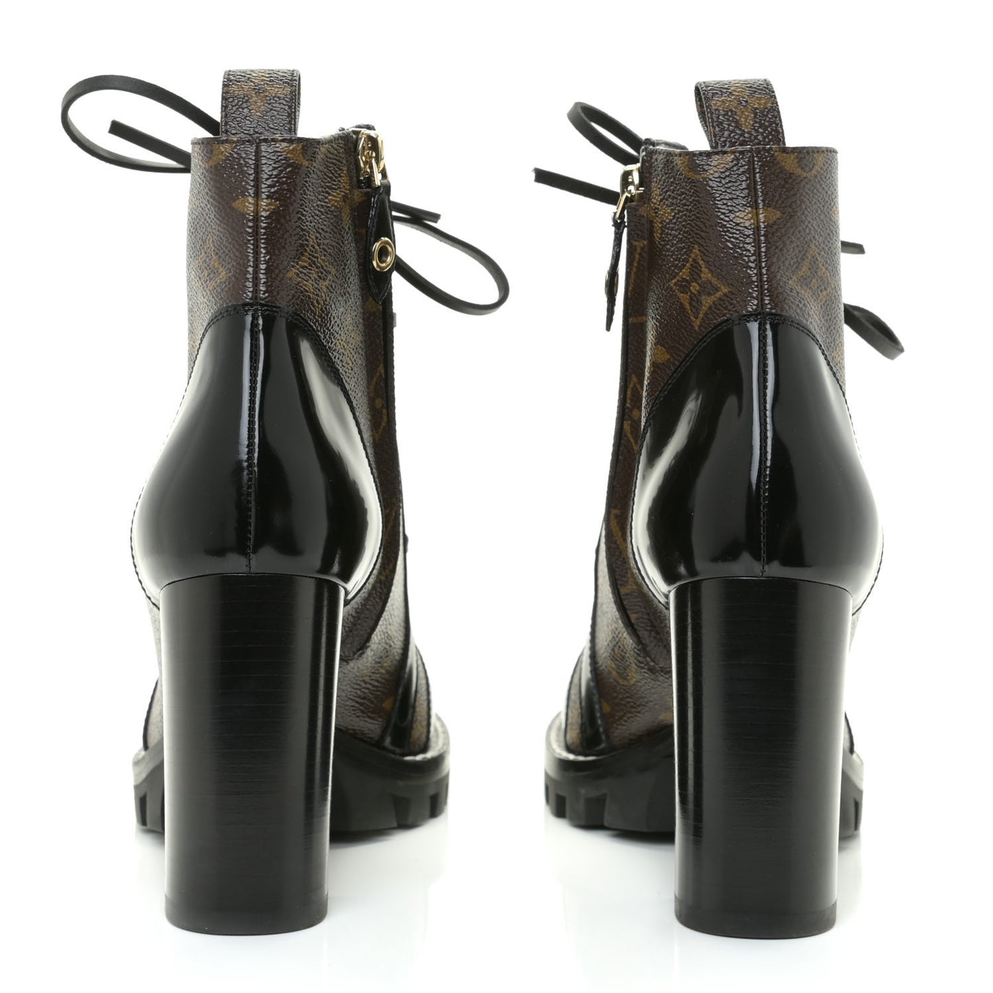 Patent Calfskin Monogram Star Trail Ankle Boots 38 Black