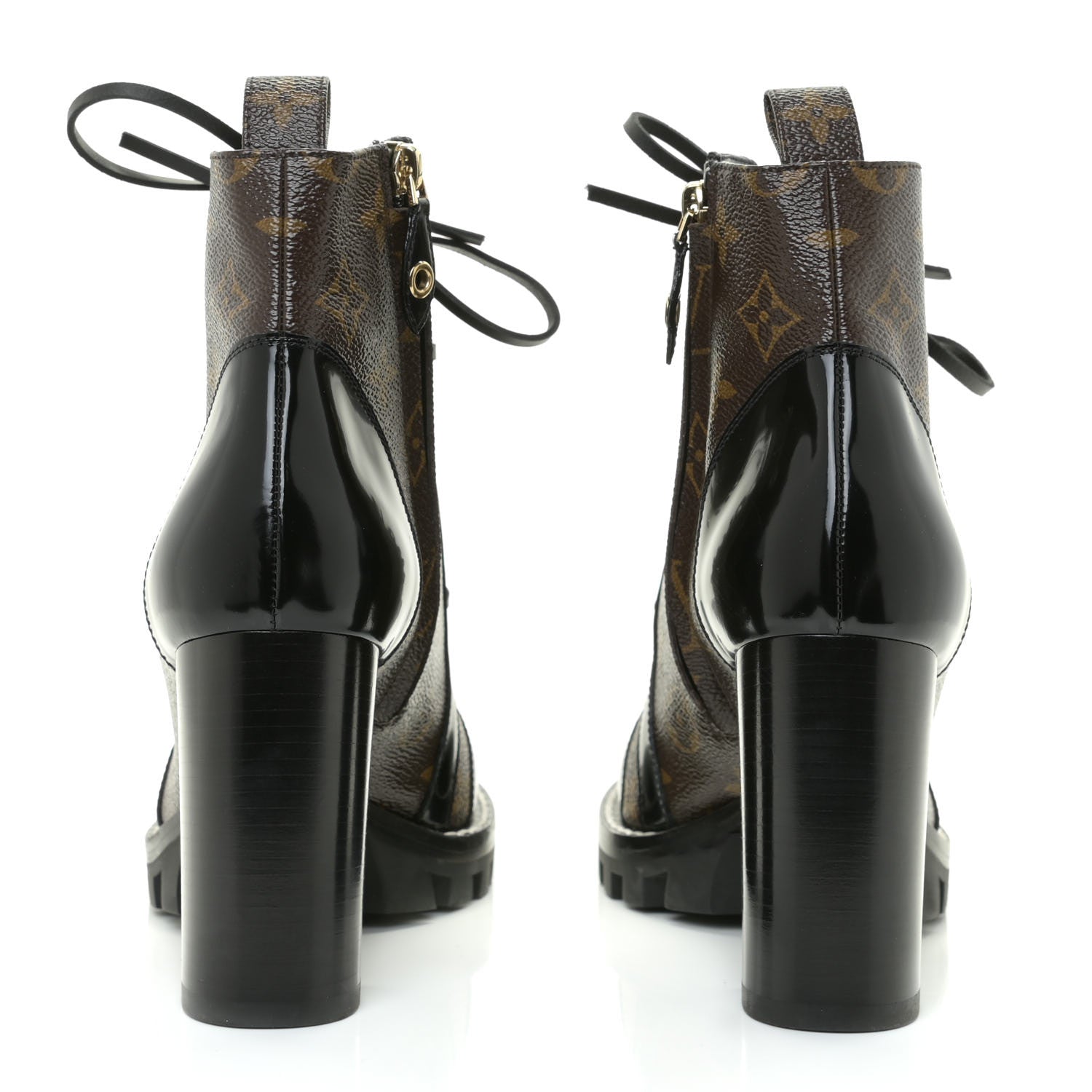 Louis Vuitton Patent Calfskin Monogram Star Trail Ankle Boots 38 Black 5 of 11