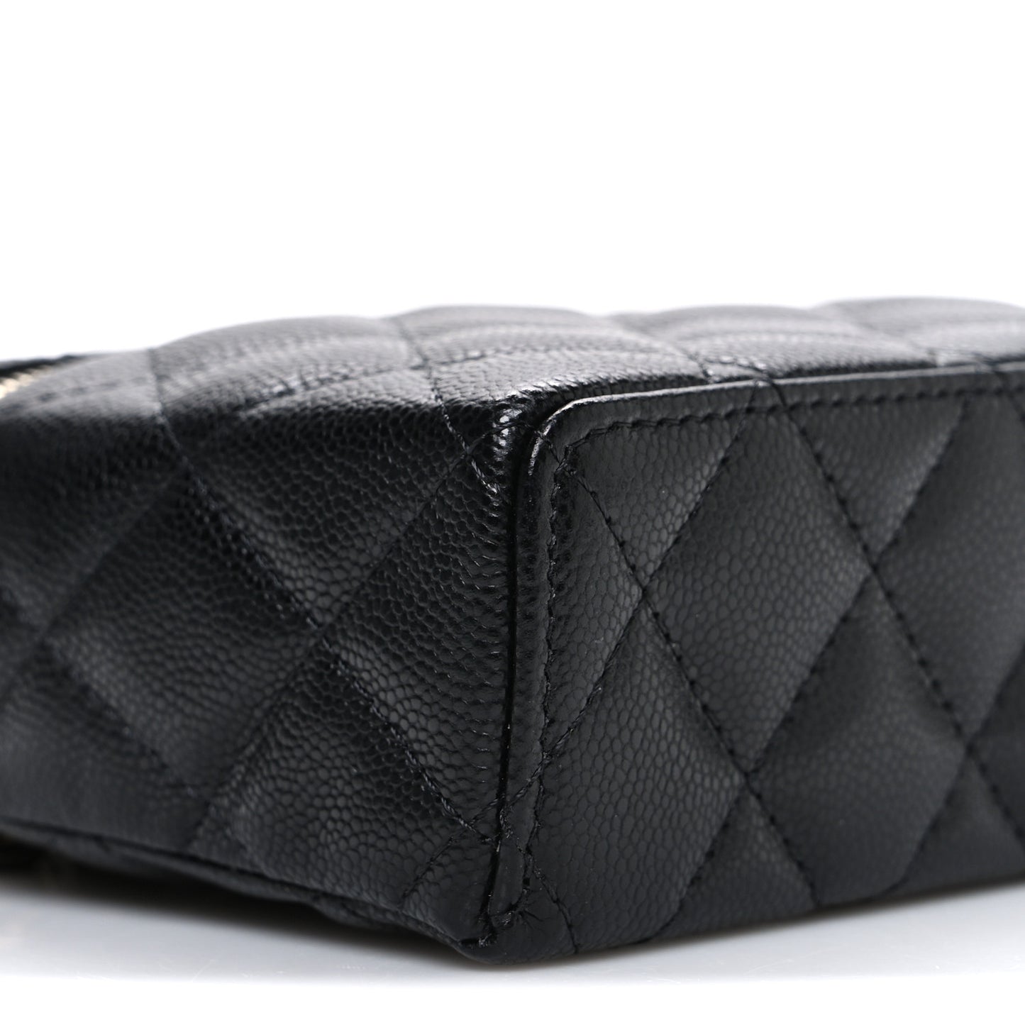 Caviar Quilted Top Handle Slim Vanity With Chain Black