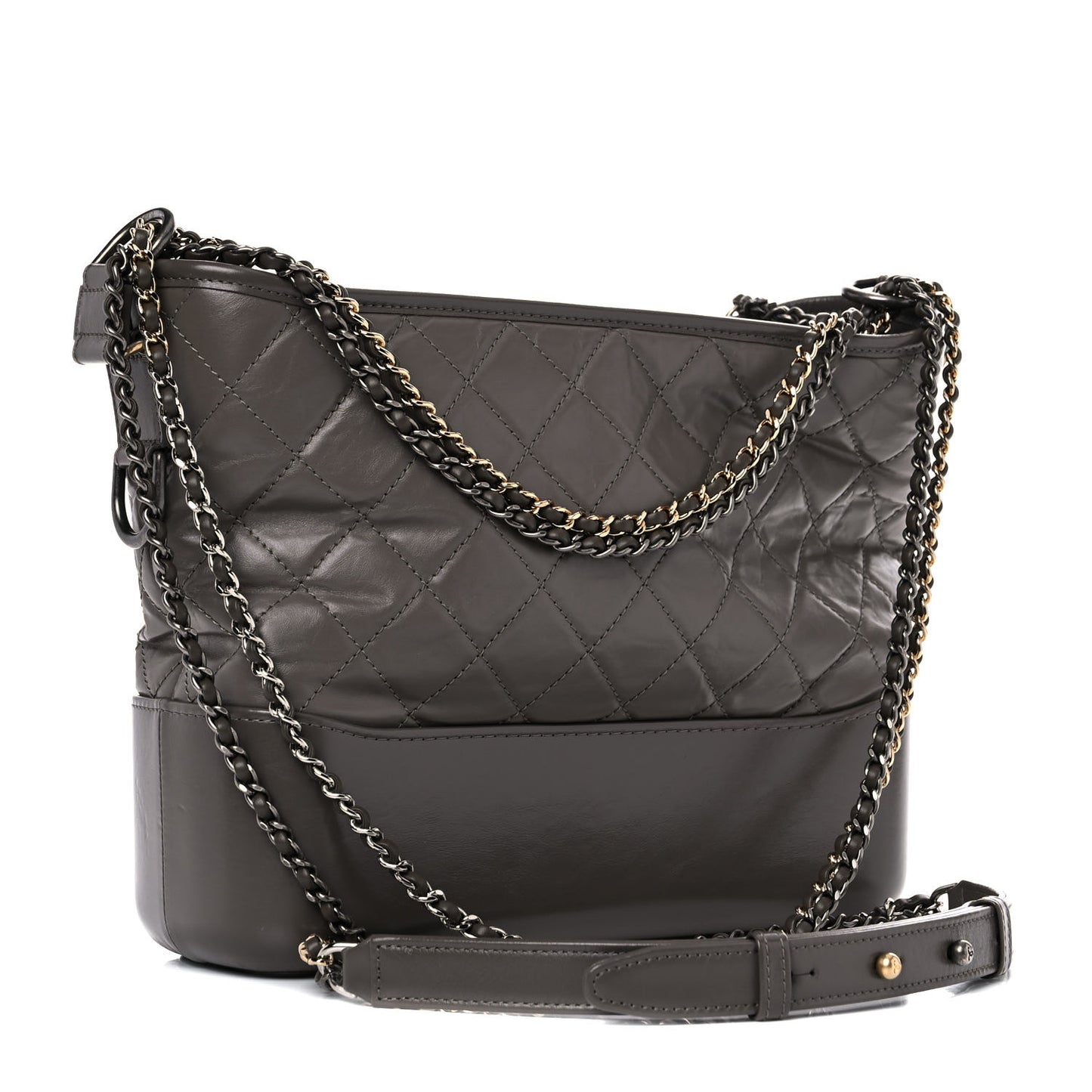 Aged Calfskin Quilted Medium Gabrielle Hobo Grey