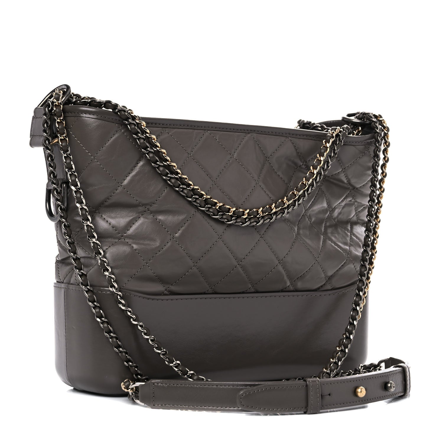 Chanel Aged Calfskin Quilted Medium Gabrielle Hobo Grey 3 of 15