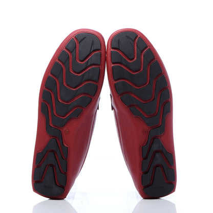 Gucci Calfskin Web Mens Driver Loafers 9 Red 5 of 15