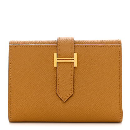 Hermes Epsom Verso Tri-Fold Bearn Compact Wallet Sesame Bleu Brume 1 of 11