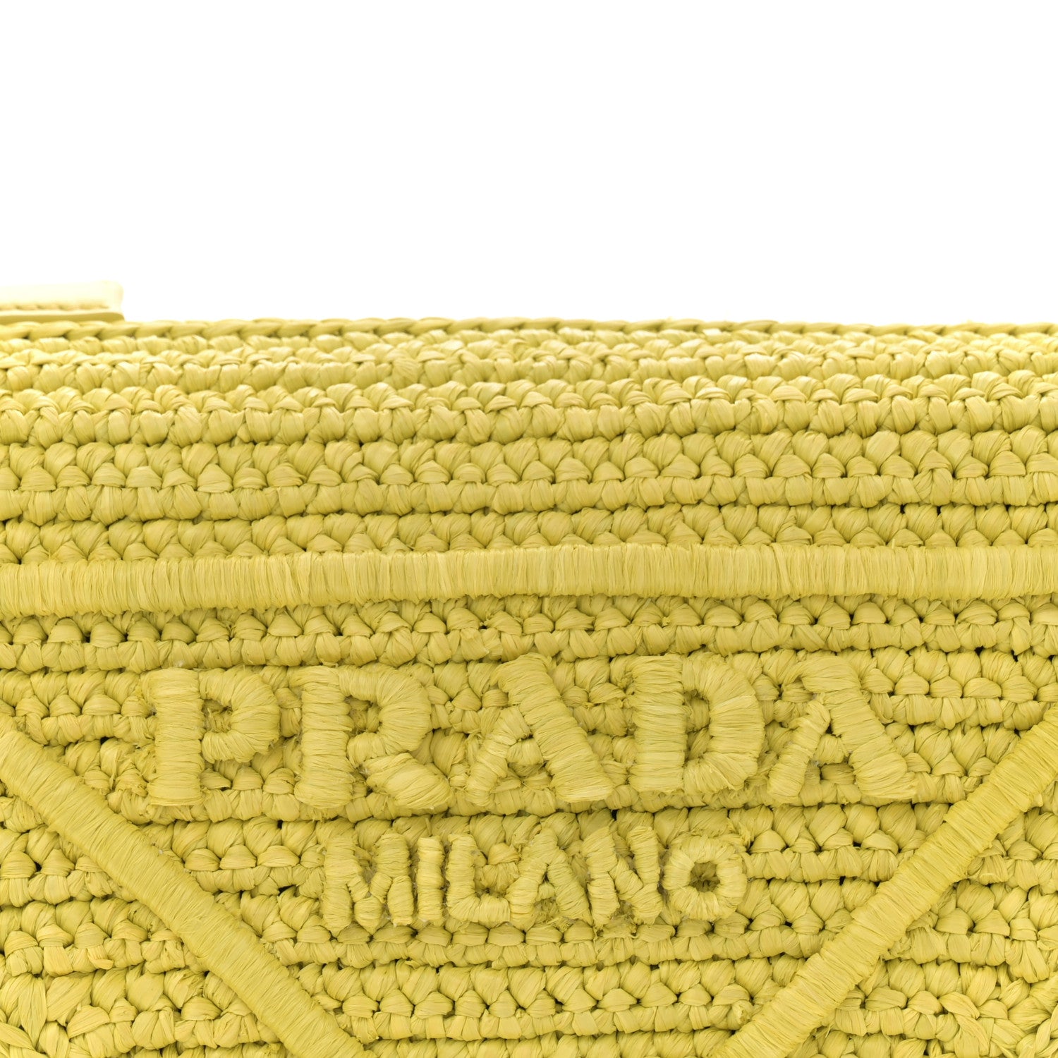 Prada Yarn Raffia Effect Crochet Triangle Shoulder Bag Cedro 8 of 11