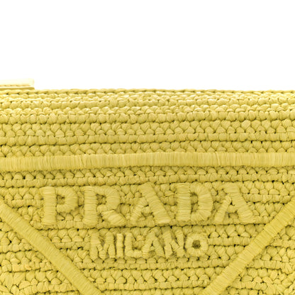 Prada Yarn Raffia Effect Crochet Triangle Shoulder Bag Cedro 8 of 11
