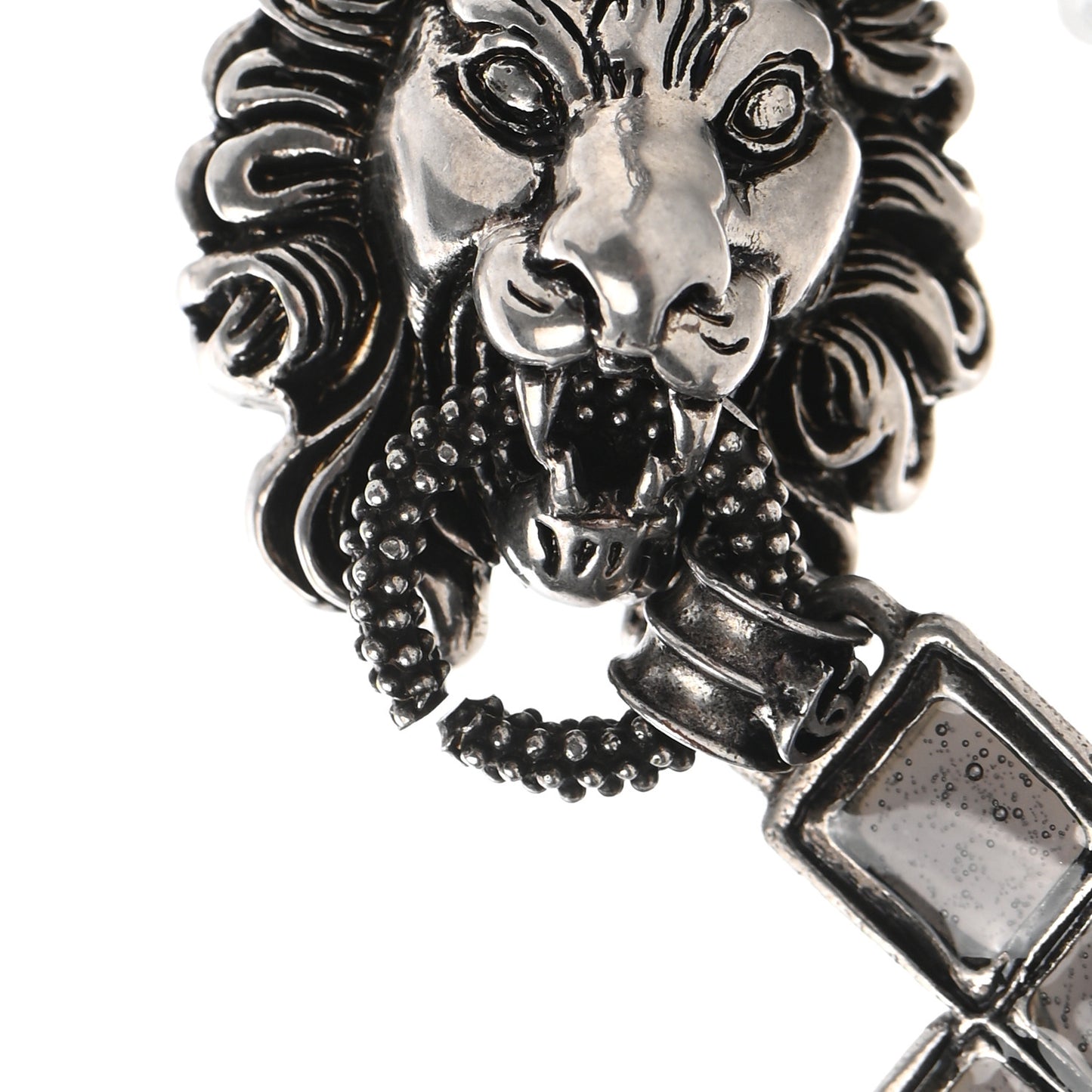 Enamel Brass Lion Head Crucifix Necklace Black