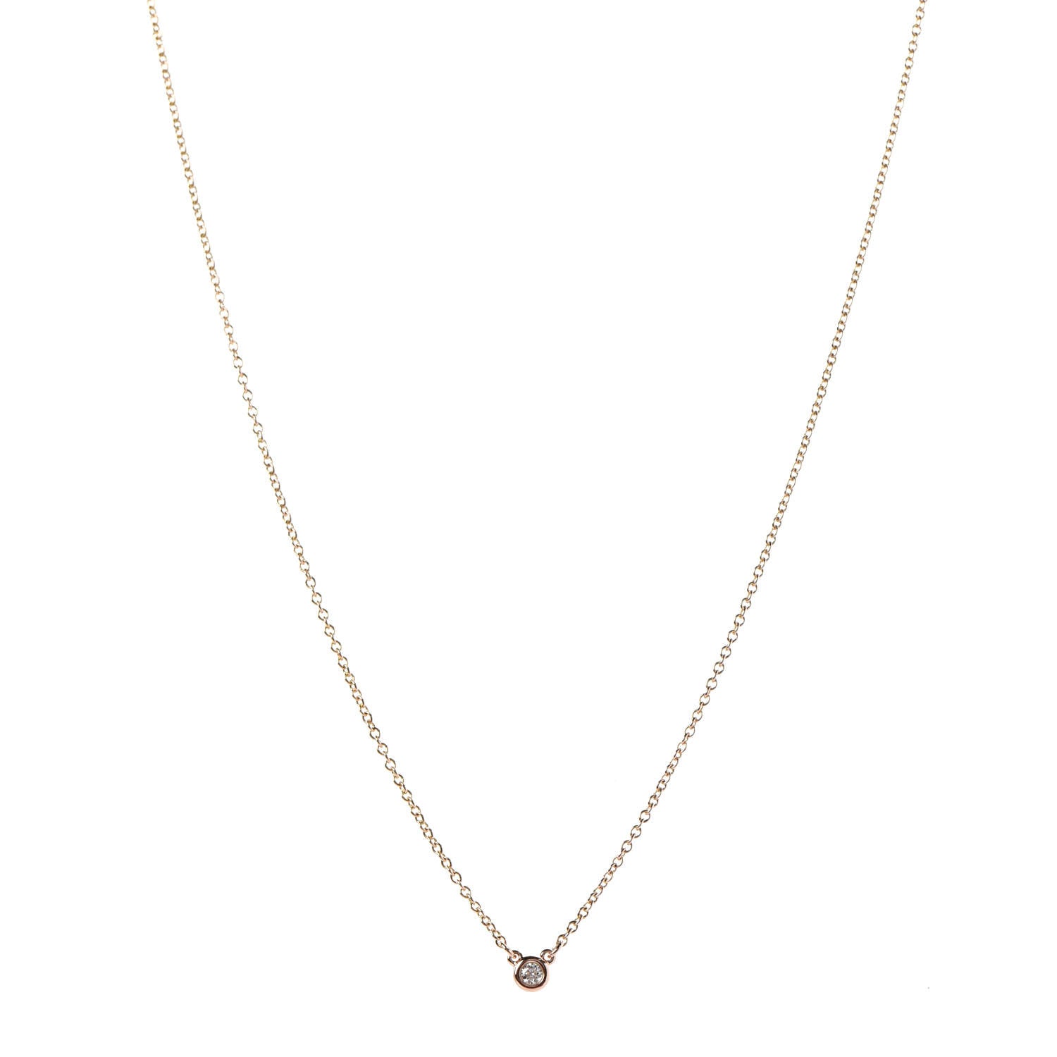 Tiffany 18K Yellow Gold Diamond .03ct Elsa Peretti Diamonds by the Yard Pendant Necklace 1 of 5