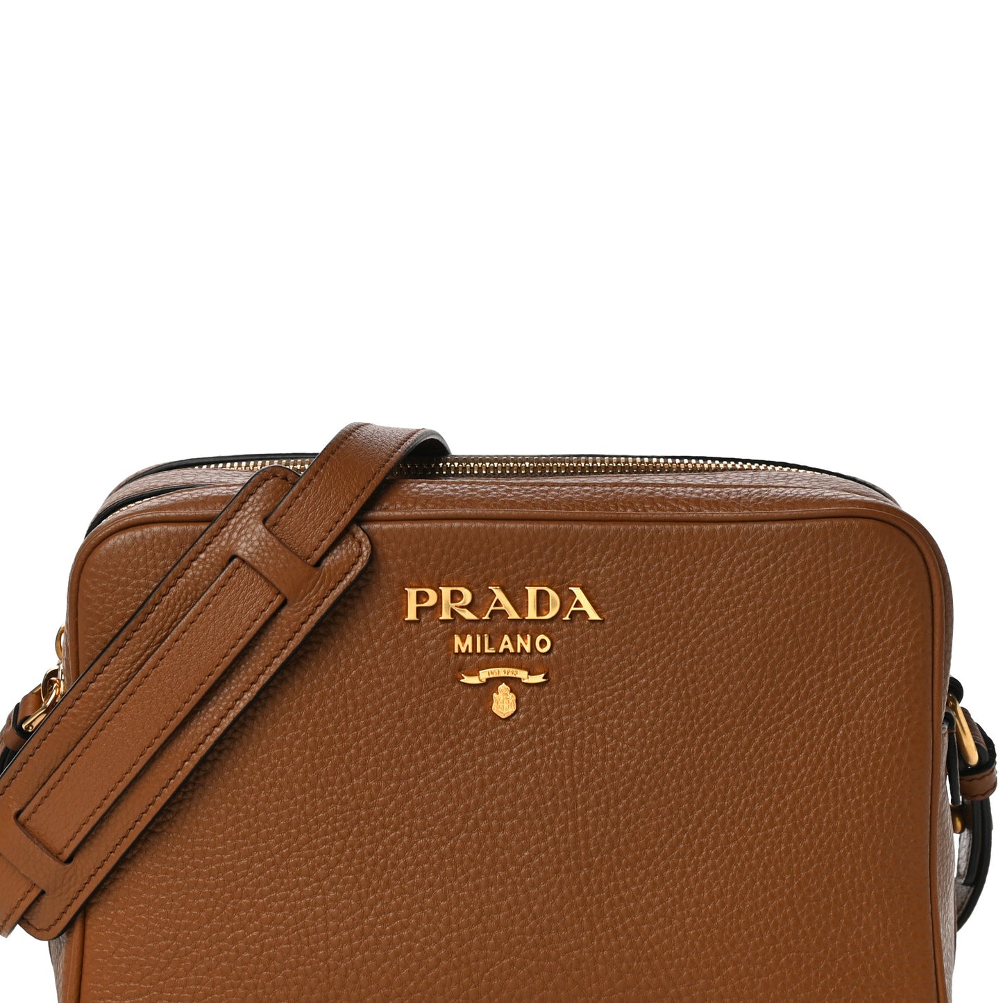 Vitello Daino Medium Double Zip Shoulder Bag Cognac
