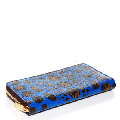 Louis Vuitton Monogram Kusama Pumpkin Dots Zippy Wallet Blue 4 of 8