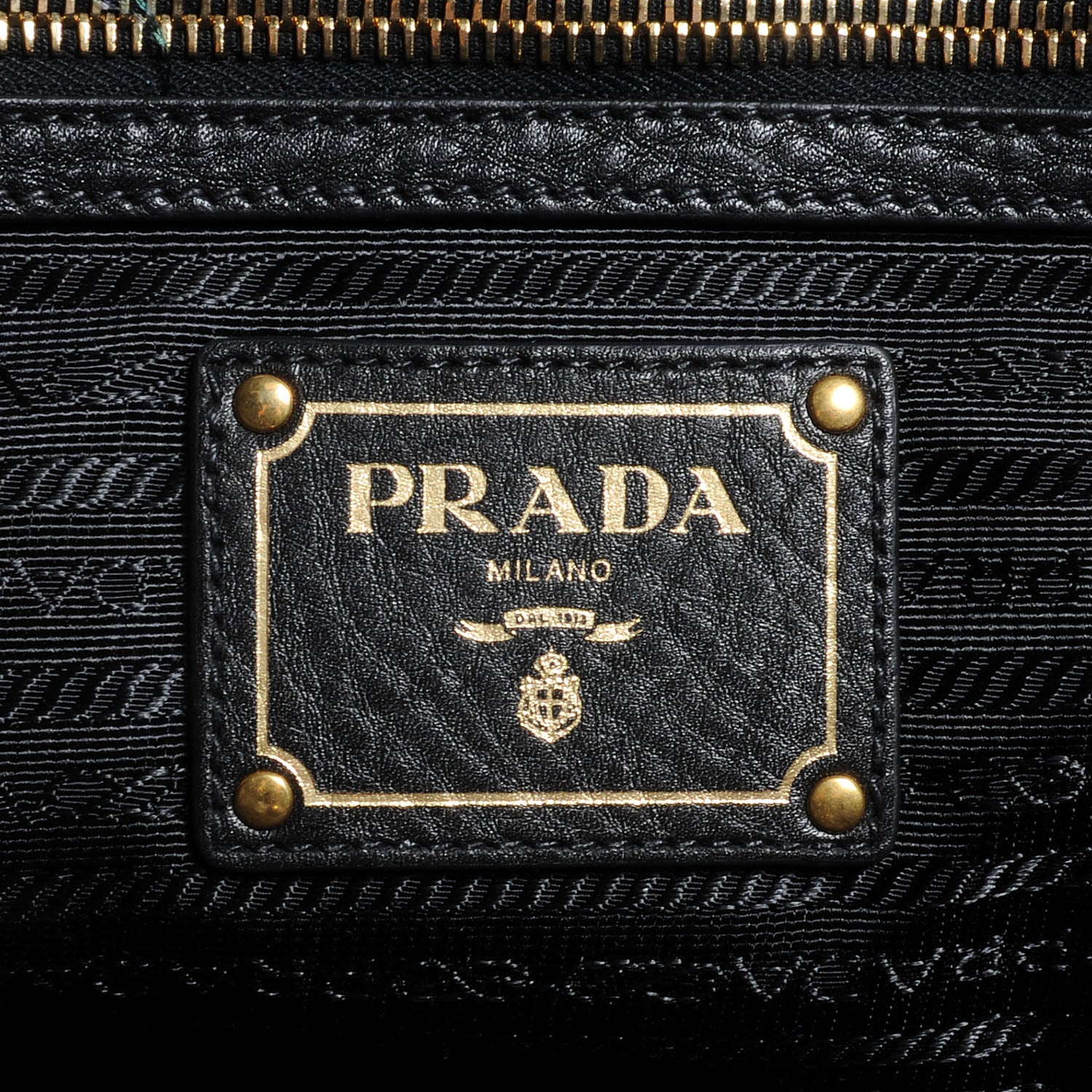 Prada Deerskin Zipper Detail Tote Black 7 of 9