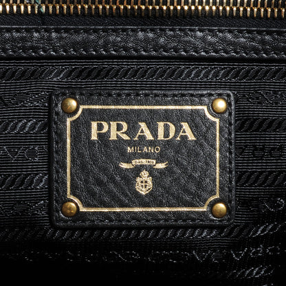 Prada Deerskin Zipper Detail Tote Black 7 of 9