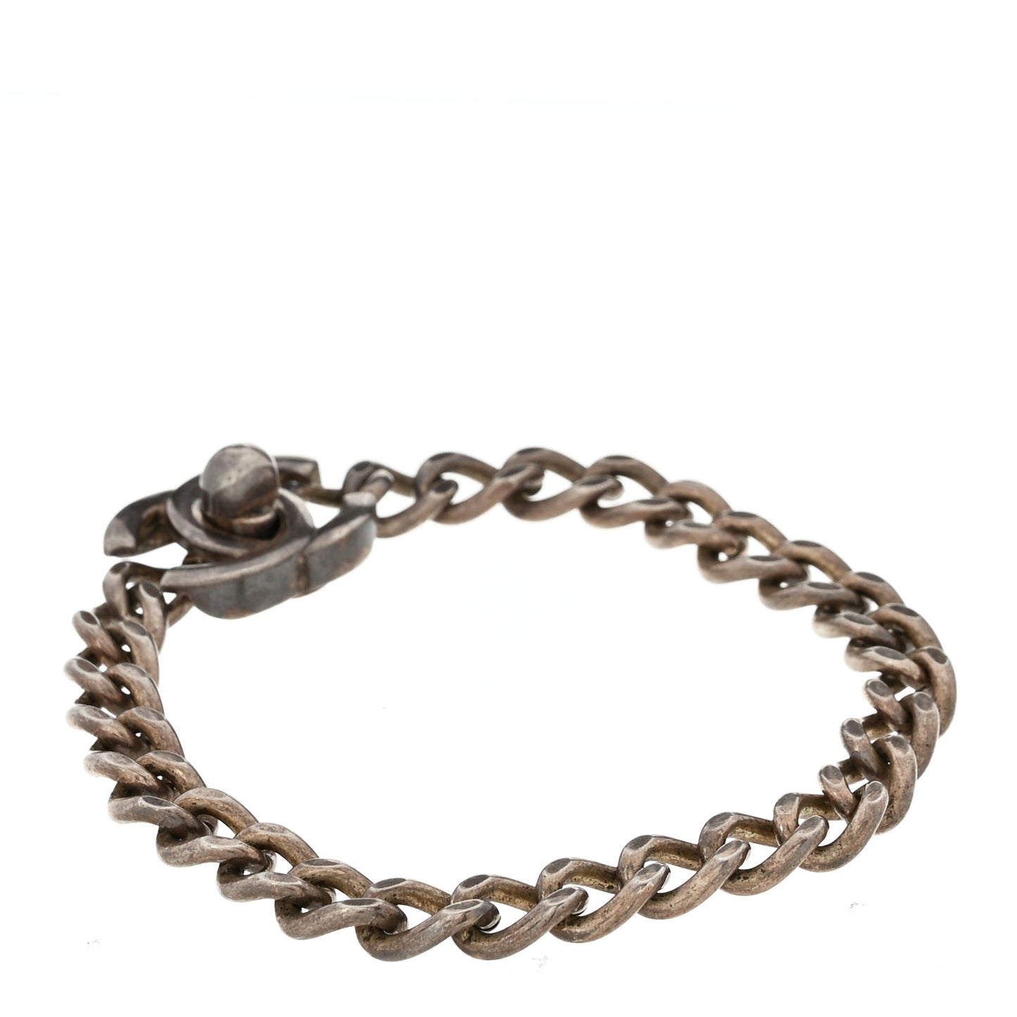 Metal CC Turnlock Bracelet Silver