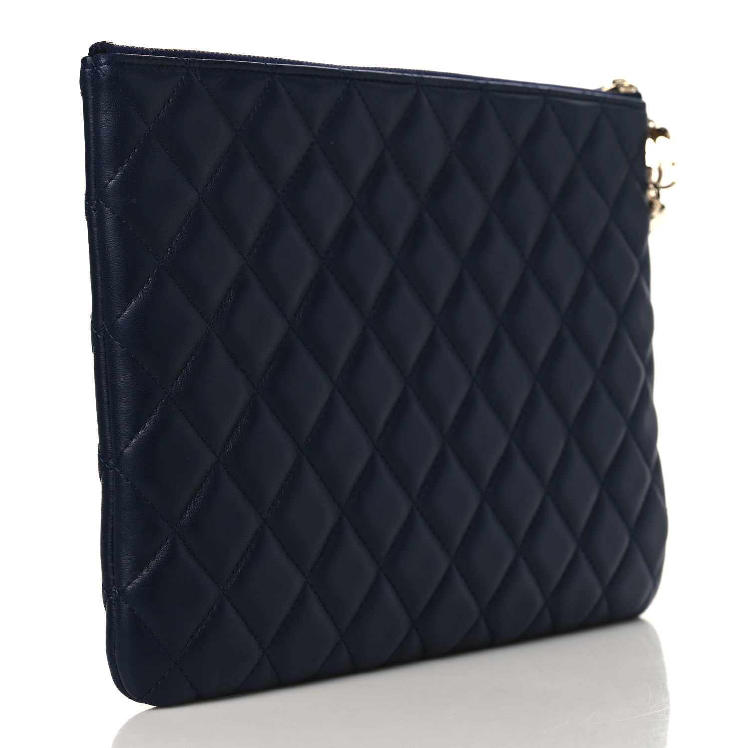 Chanel Lambskin Quilted Medium Casino Beauty CC Cosmetic Case Navy 3 of 8