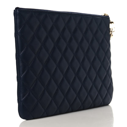 Chanel Lambskin Quilted Medium Casino Beauty CC Cosmetic Case Navy 3 of 8