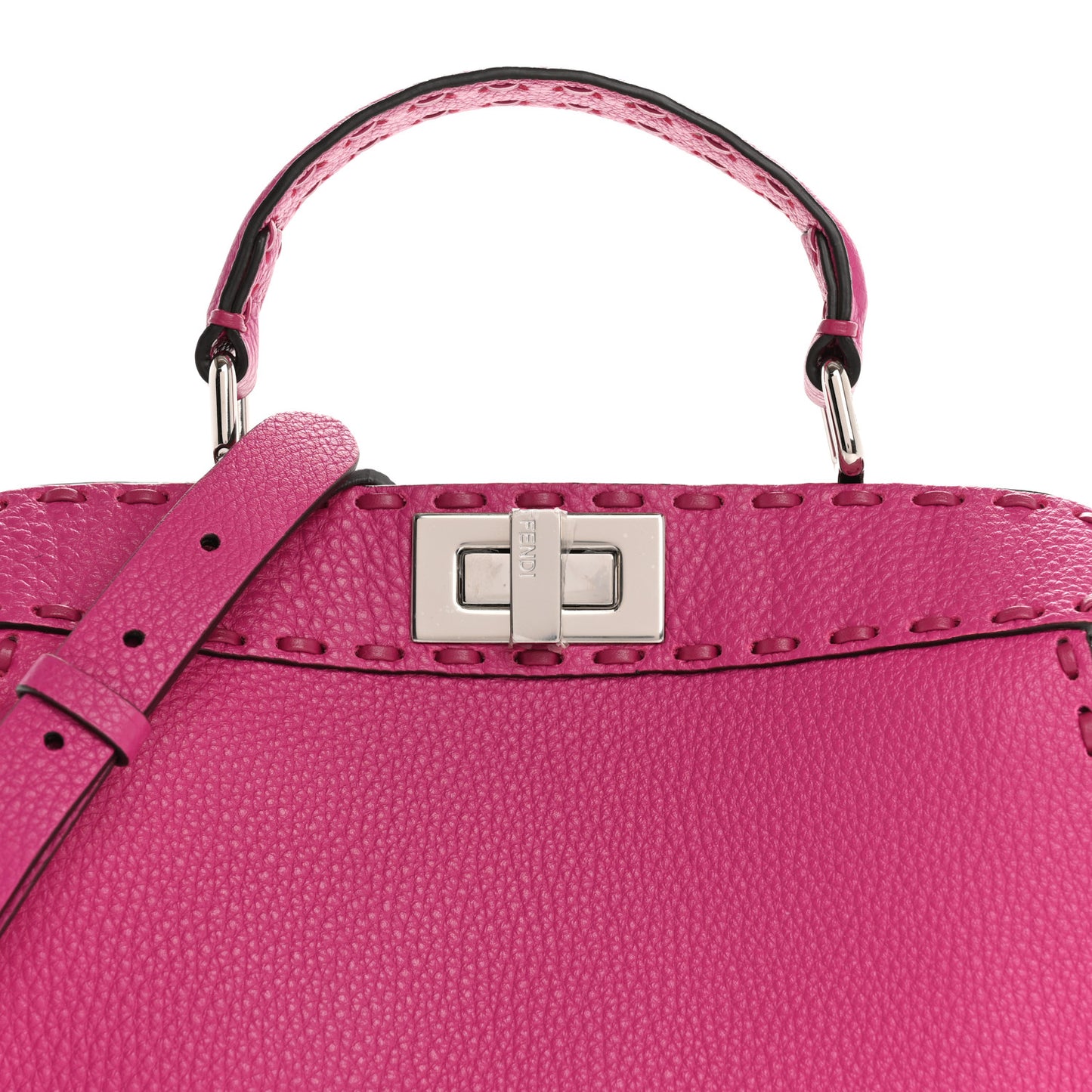 Cuoio Roma Sellerissima Nappa Sintetica Tape Stitch Small Peekaboo I SEE U Satchel Magenta