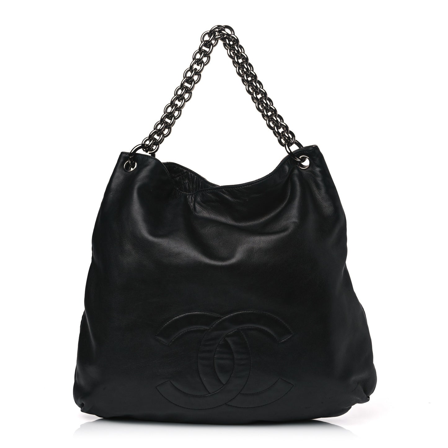 Lambskin Large Soft and Chain Hobo Black