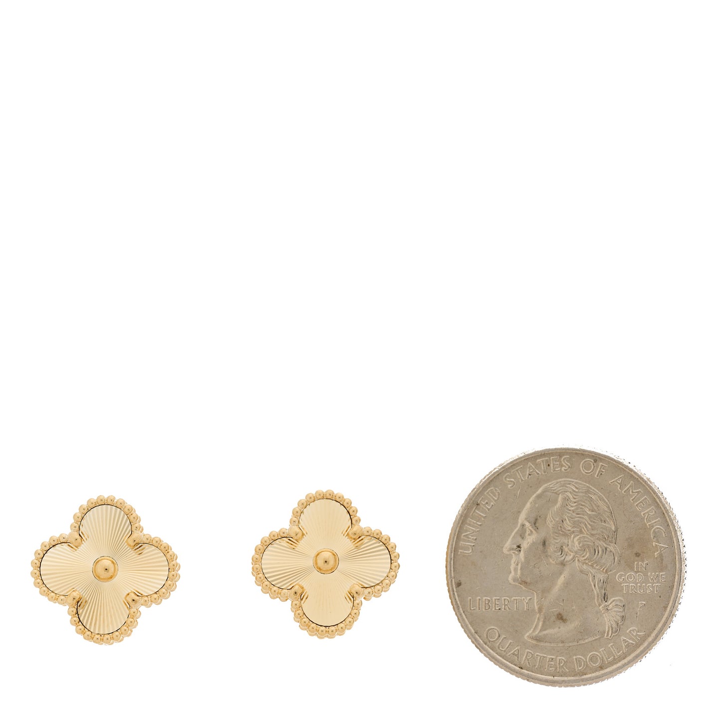 18K Yellow Gold Guilloche Vintage Alhambra Earrings