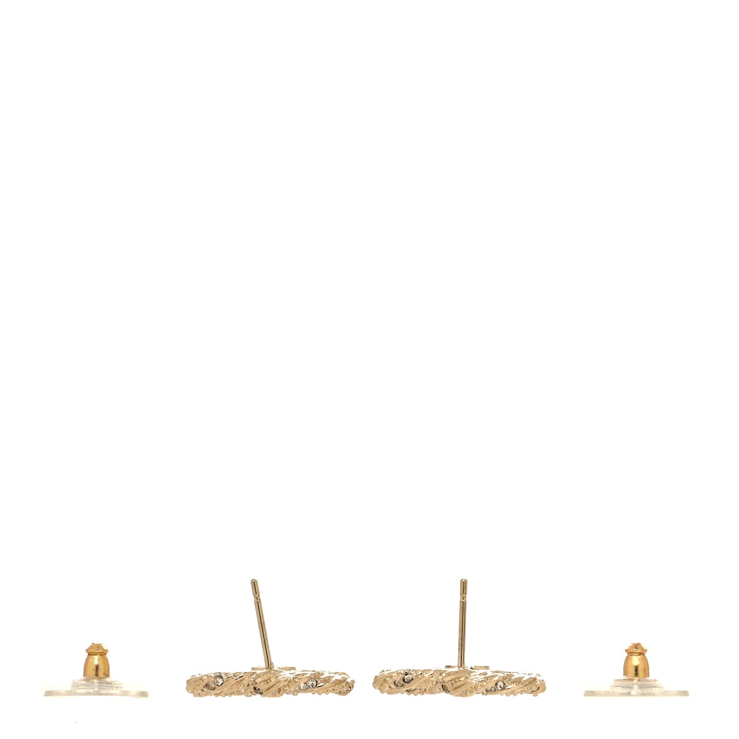 Crystal Twisted CC Earrings Gold