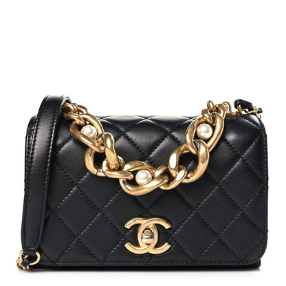 Chanel Calfskin Quilted Pearl Jewel Chain Flap Black 1 of 9