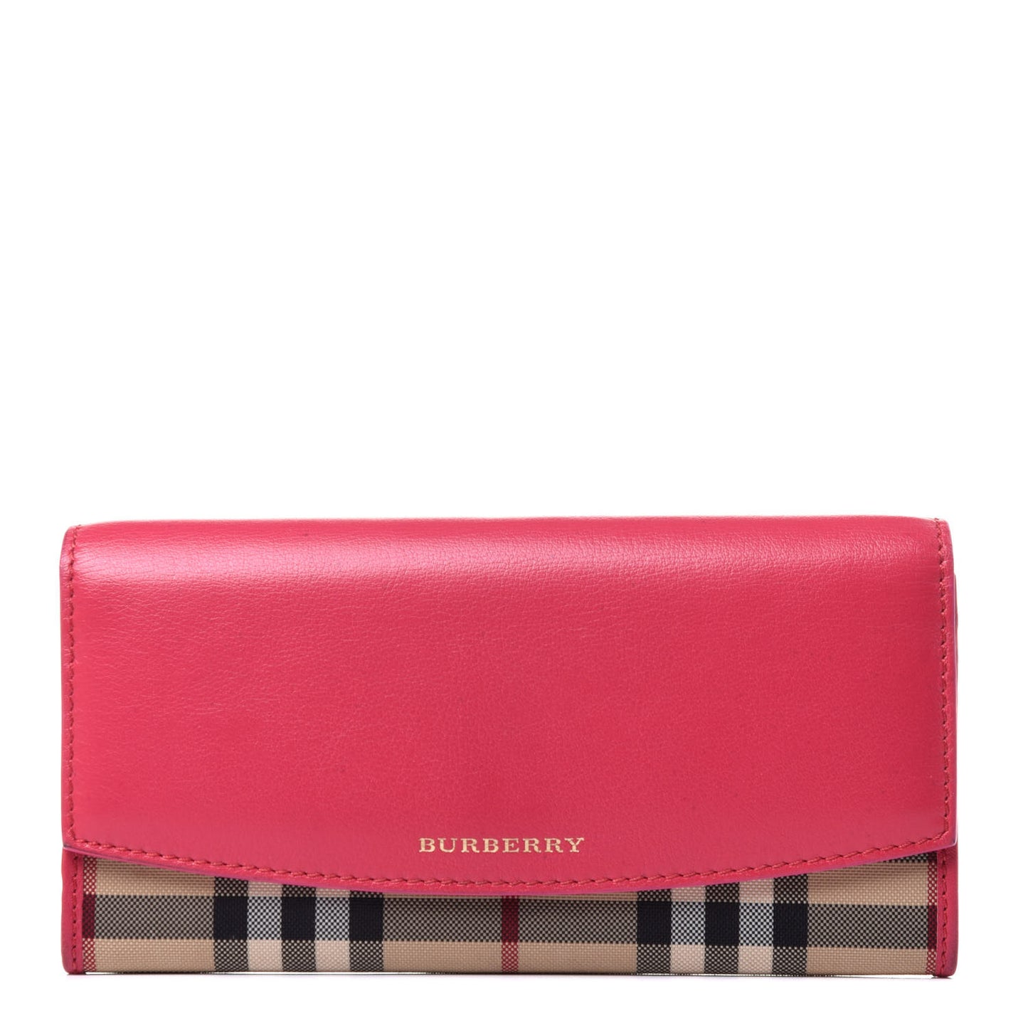 Calfskin Horseferry Check Porter Continental Wallet Crimson Pink