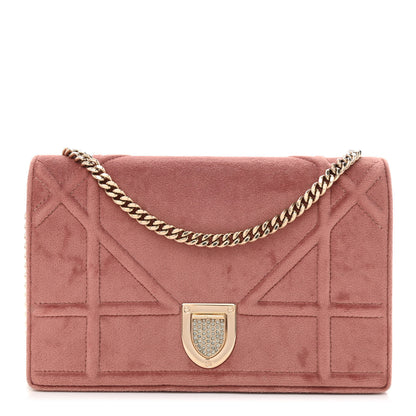 Christian Dior Velvet Diorama Wallet on Chain Pouch Pink 1 of 8