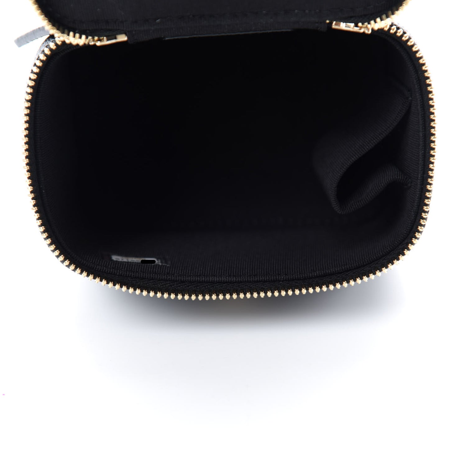 Caviar Quilted Mini Pearl On Top Vanity Case With Chain Black