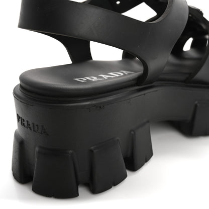 Prada Foam Rubber Triangle Logo Monolith 55mm Cage Sandals 38 Black 10 of 15