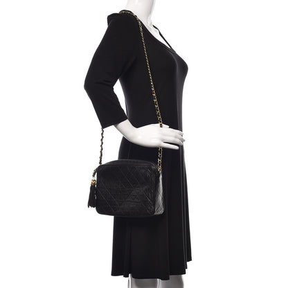 Chanel Lambskin Quilted Tassel Camera Case Pouch Black 2 of 15