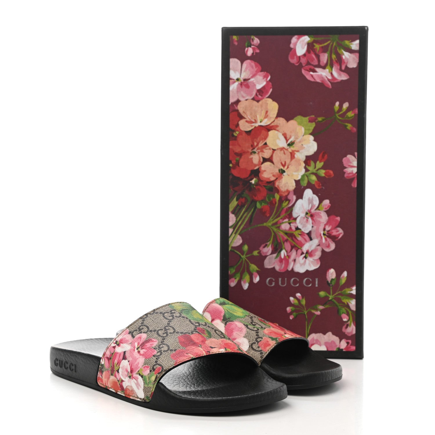 Gucci GG Supreme Monogram Blooms Slide Sandals 37 Beige Multicolor 9 of 9