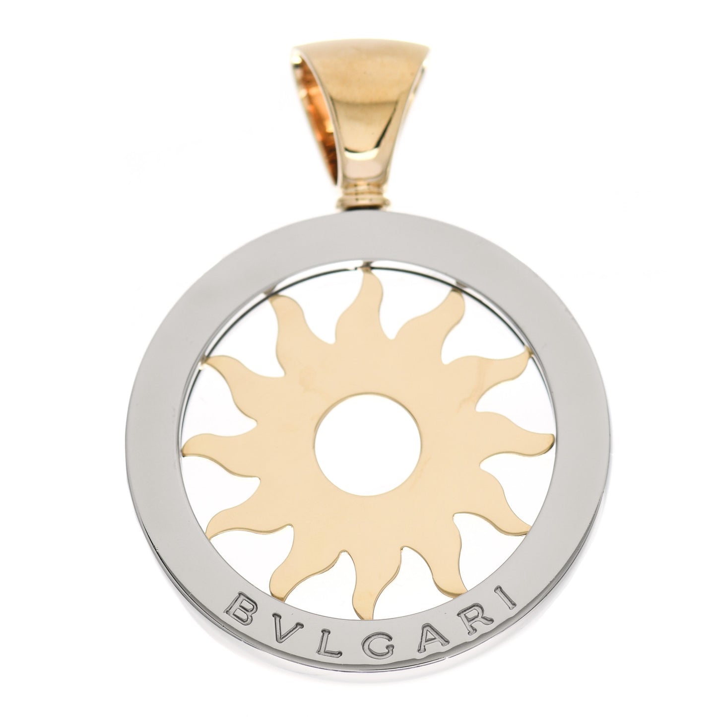 18K Yellow Gold Stainless Steel Tondo Sun Pendant