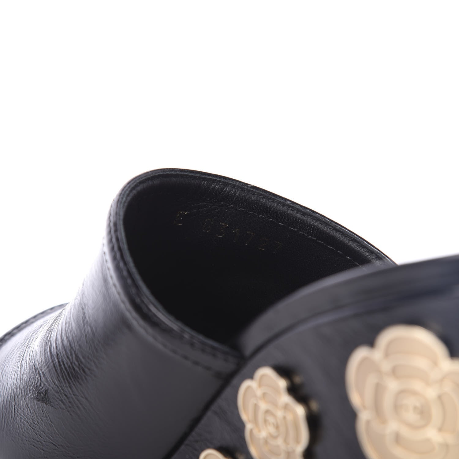 Chanel Crumpled Calfskin Camellia Wedge Mules 39 Black 8 of 9