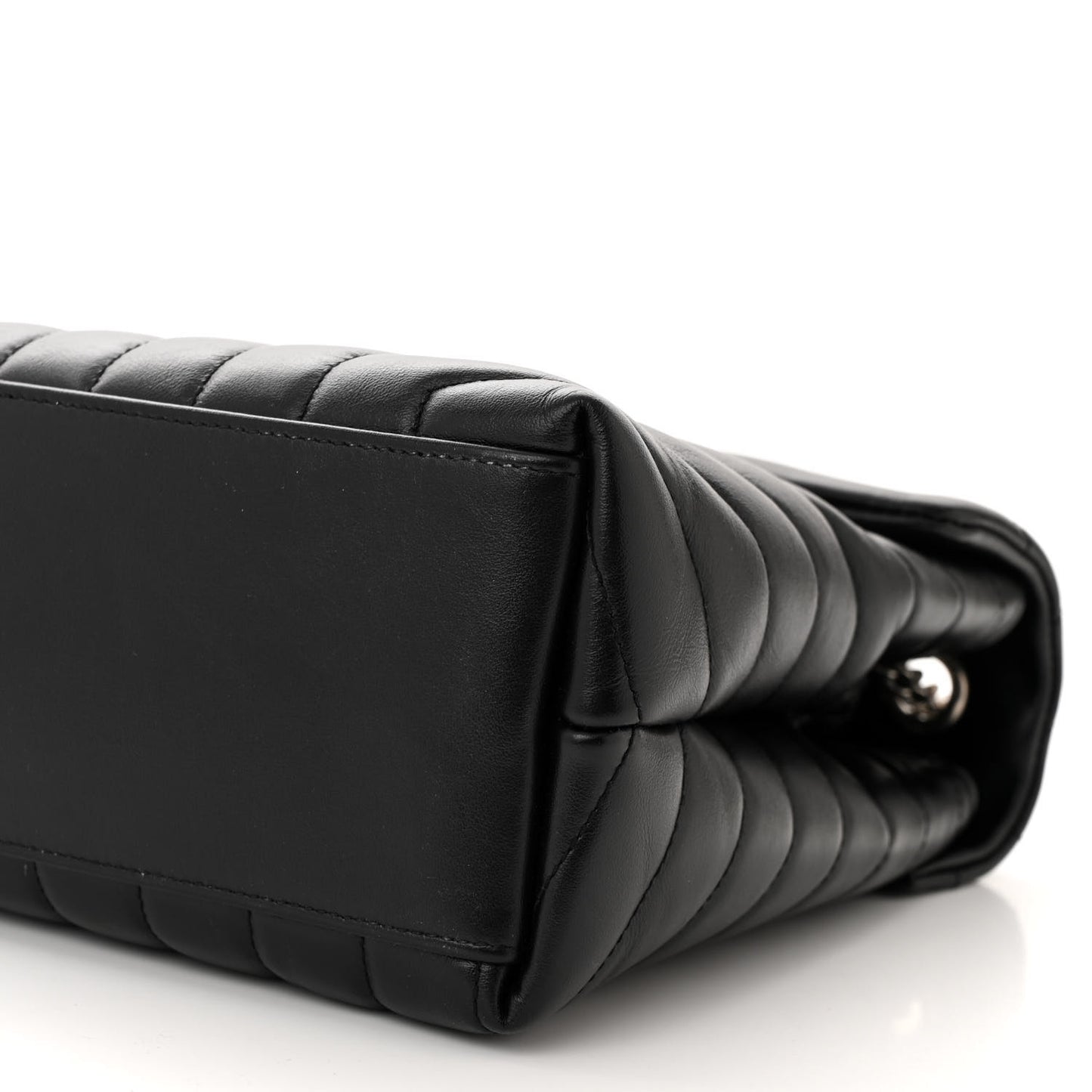 Calfskin Y Quilted Monogram Medium Loulou Chain Satchel Black