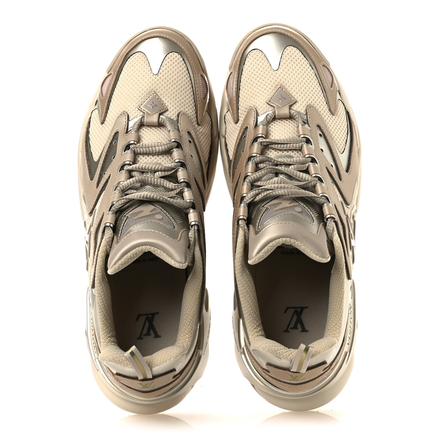 Metallic Canvas Mesh Mens LV Runner Tatic Sneakers 8 Beige