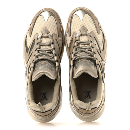 Louis Vuitton Metallic Canvas Mesh Mens LV Runner Tatic Sneakers 8 Beige 2 of 11