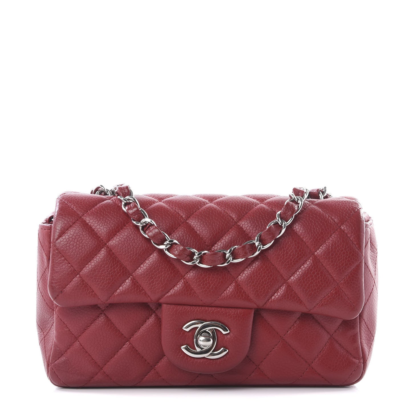 Caviar Quilted Mini Rectangular Flap Red