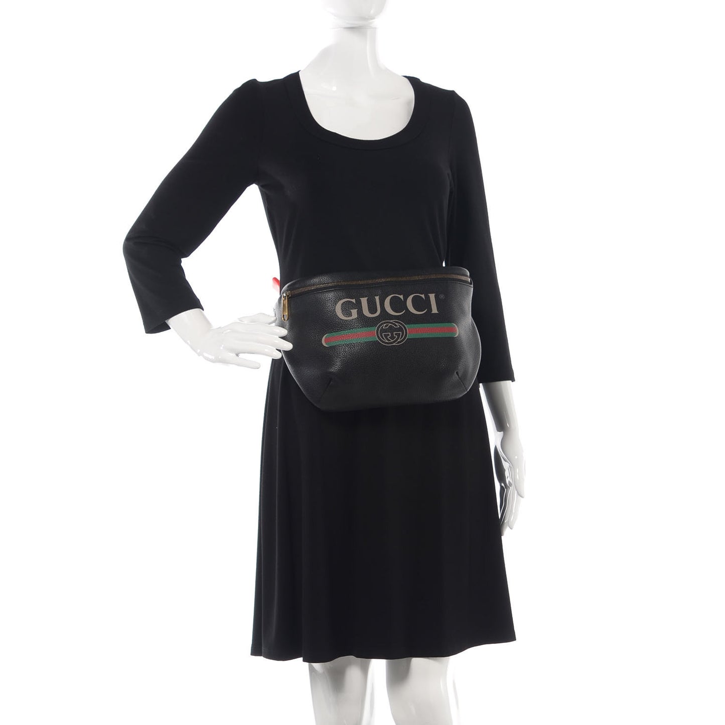 Grained Calfskin Logo Belt Bag Black
