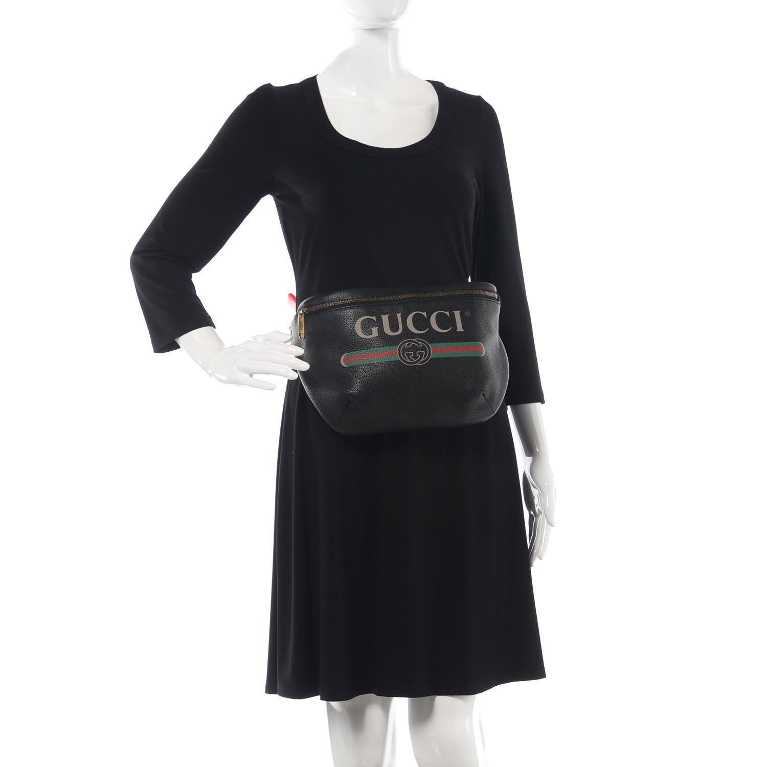 Gucci Grained Calfskin Logo Belt Bag Black 2 of 9