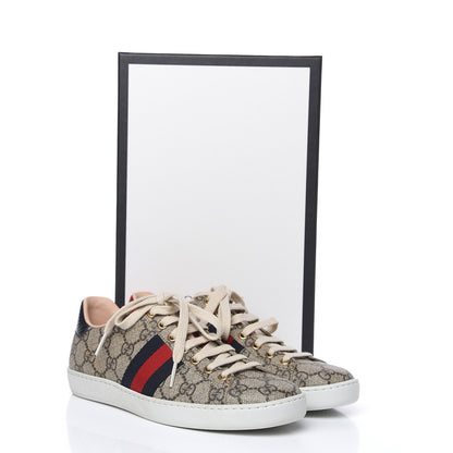 Gucci GG Supreme Monogram Womens Ace Low-Top Sneaker 35.5 Beige 8 of 8