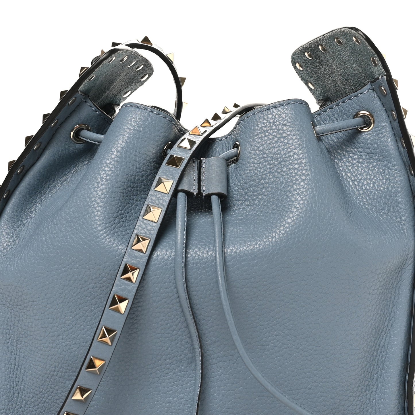 Grained Calfskin Rockstud Bucket Bag Amadeus