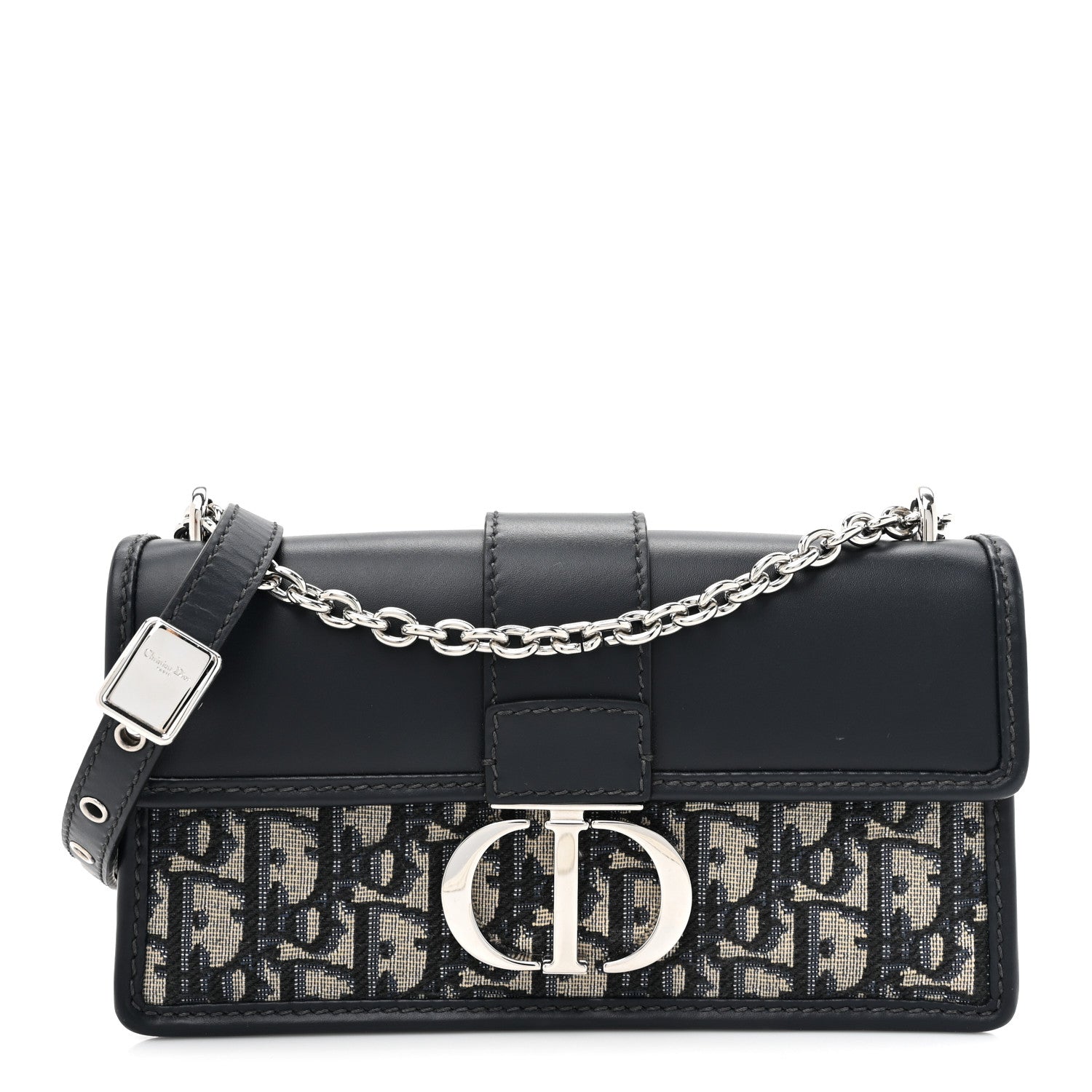 Christian Dior Oblique Calfskin 30 Montaigne East West Chain Flap Bag Blue 1 of 12