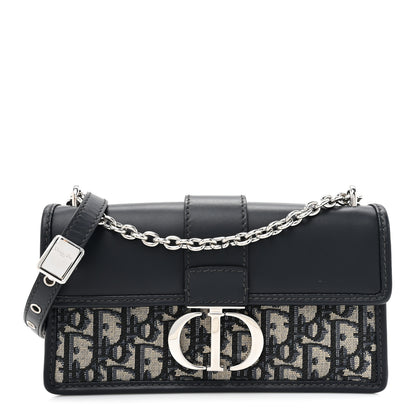 Christian Dior Oblique Calfskin 30 Montaigne East West Chain Flap Bag Blue 1 of 12