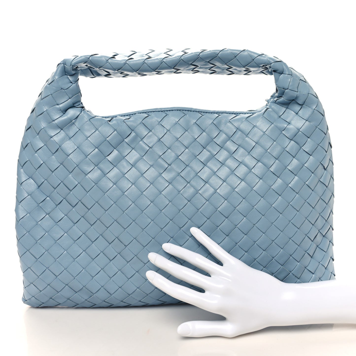 Calfskin Intrecciato Small Hop Ice