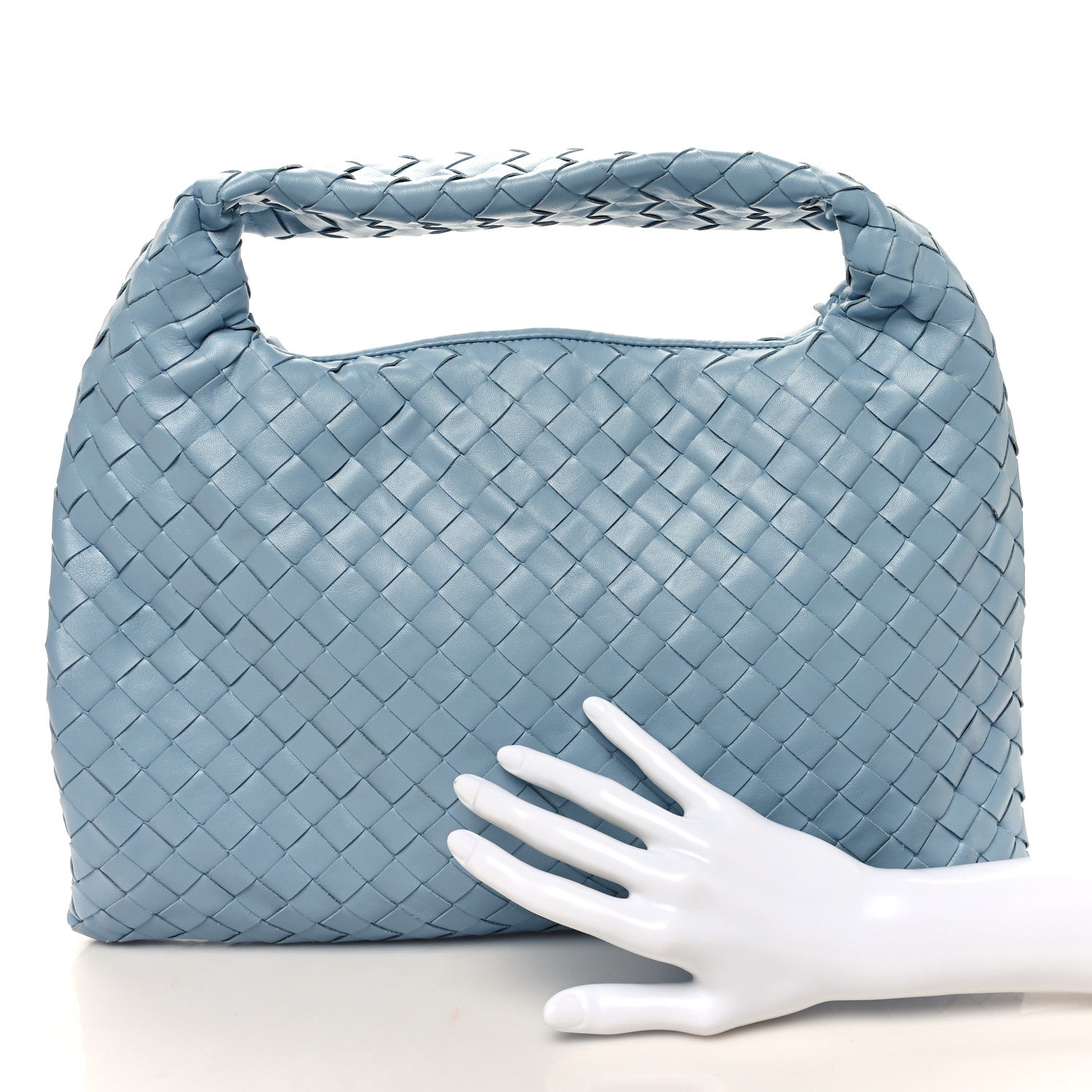 Bottega Veneta Calfskin Intrecciato Small Hop Ice 2 of 11