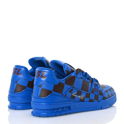 Louis Vuitton Damier Pop Grained Calfskin Mens LV Trainer Sneakers 10 Blue 4 of 11