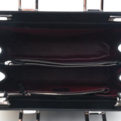 Gucci Smooth Calfskin Diagonal Striped Small Zumi Top Handle Bag Black Beige 5 of 9