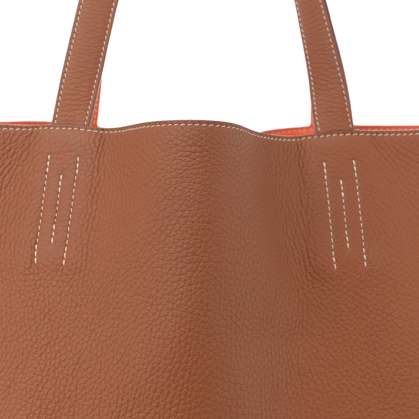Taurillon Clemence Double Sens 45 Reversible Tote Orange Gold