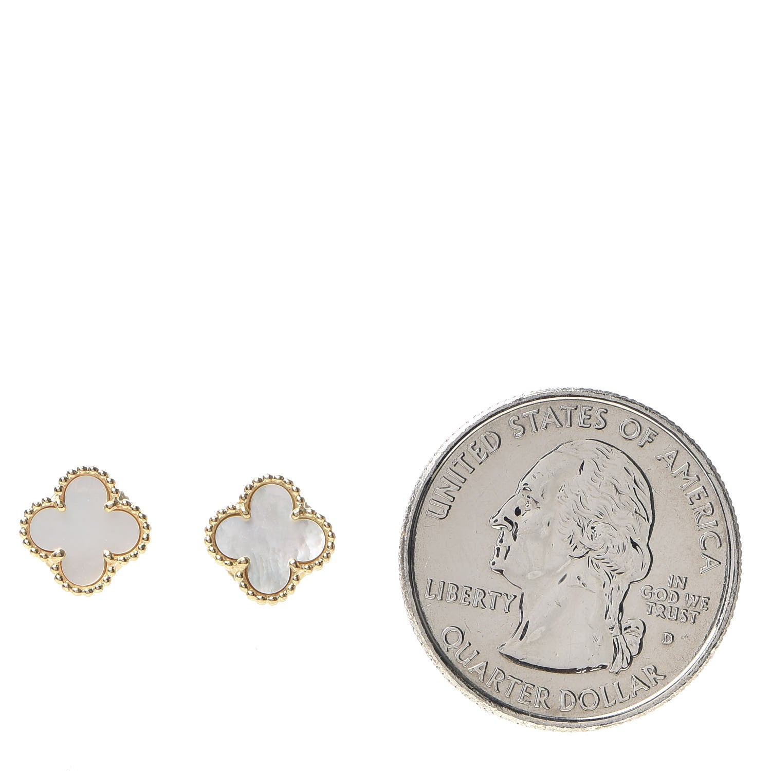 Van Cleef & Arpels 18K Yellow Gold Mother of Pearl Sweet Alhambra Earrings 4 of 11